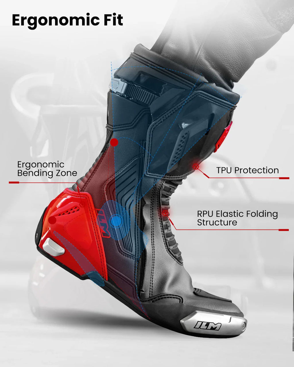 ILM Motorcycle Racing Boots Enhanced Ventilation Anti Slip Street Riding Sport Footwear CE Protective Gear Model BRC1