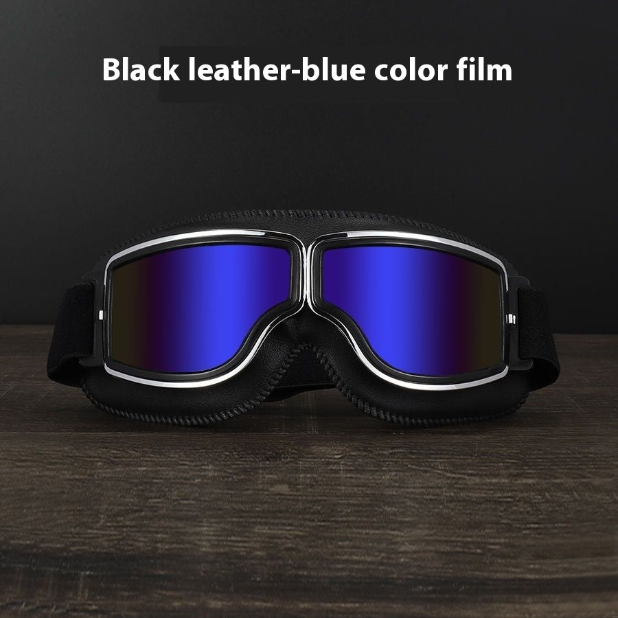 Men’s Retro Motorcycle Goggles with Adjustable Strap for Outdoor Sports