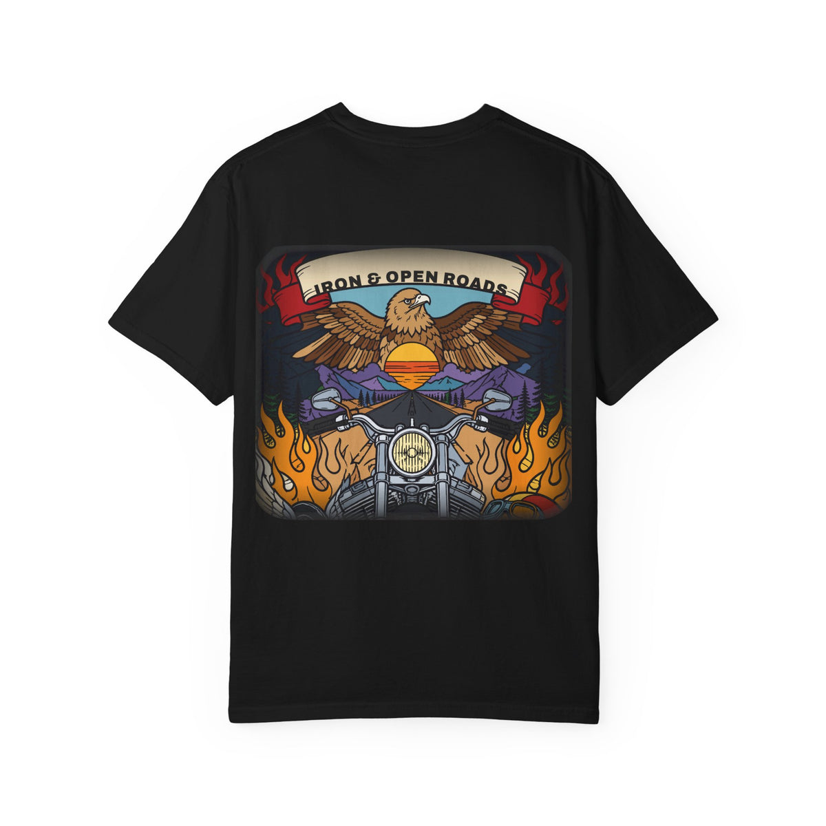 Iron & Open Roads Patch & Back Print Tee
