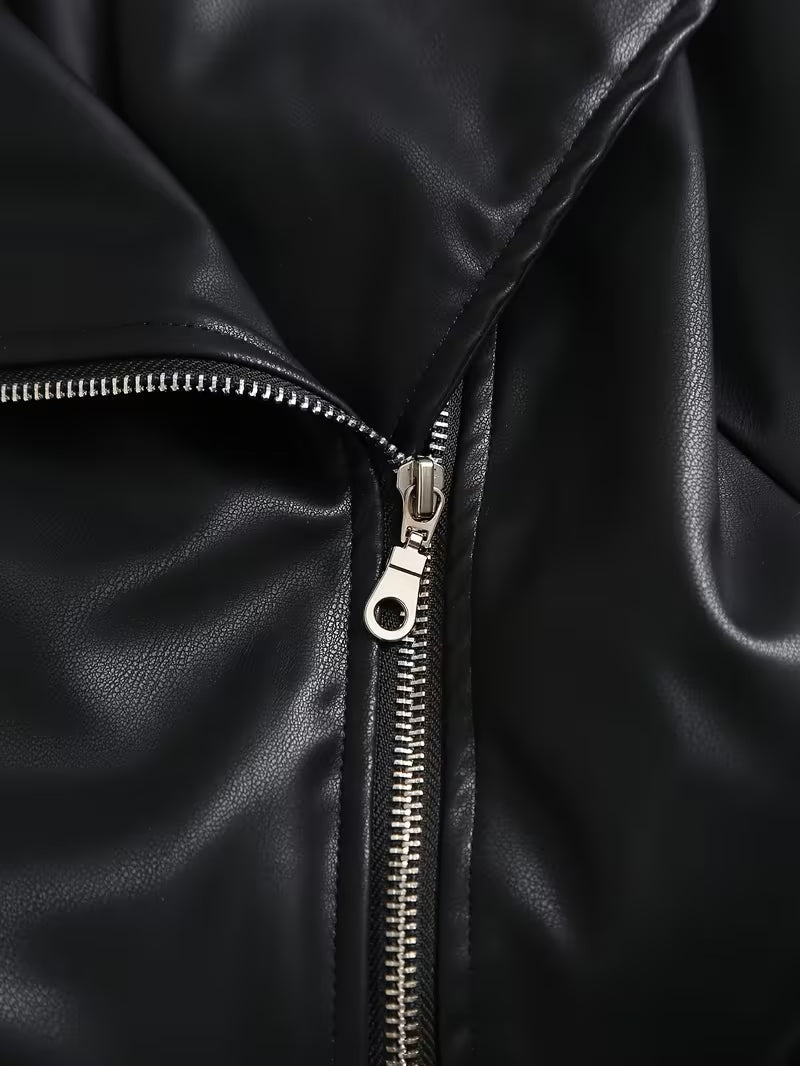 Men’s Black PU Leather Motorcycle Vest – Punk Biker Moto Jacket