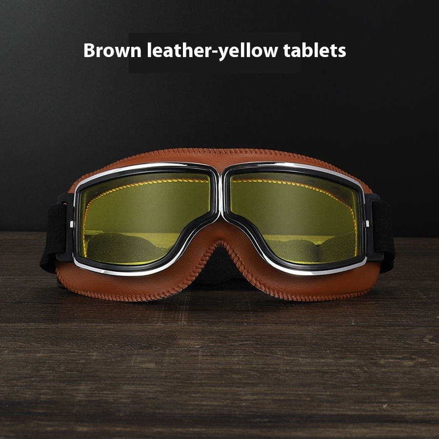 Men’s Retro Motorcycle Goggles with Adjustable Strap for Outdoor Sports