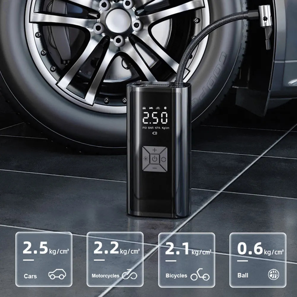 6000mAh Portable Car Air Compressor 12V 150PSI Electric Cordless Tire Inflator Pump for Motorcycle Bicycle Boat AUTO Tyre Balls