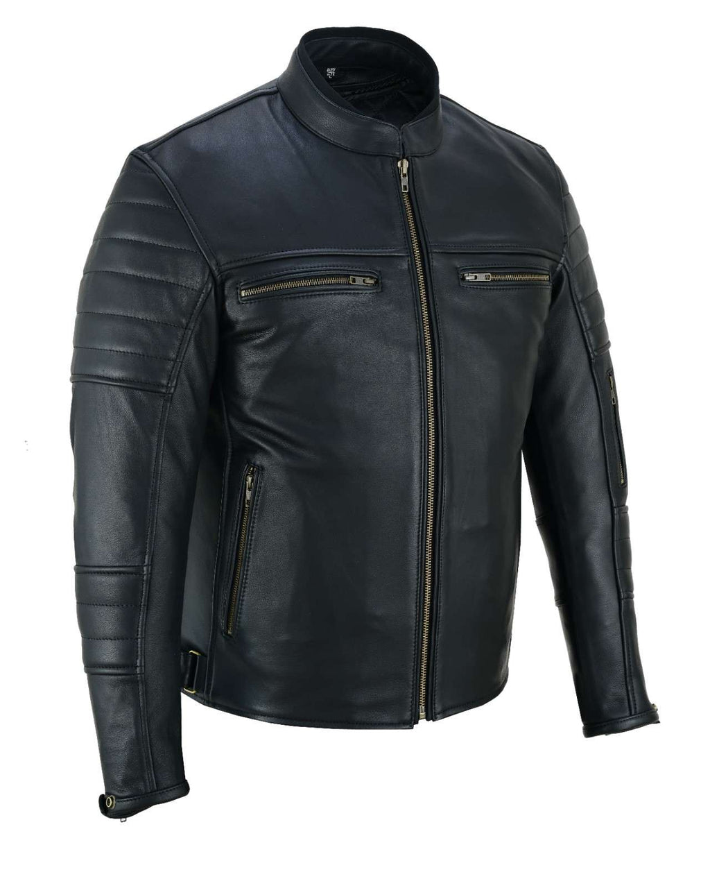GPI Moto Men's Motorcycle Leather Black Jacket