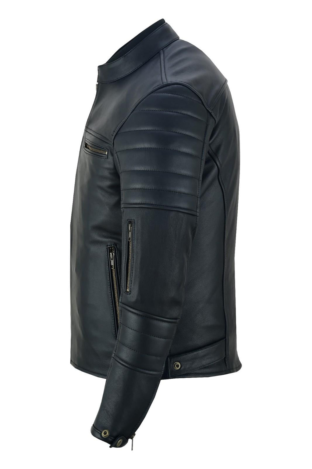 GPI Moto Men's Motorcycle Leather Black Jacket