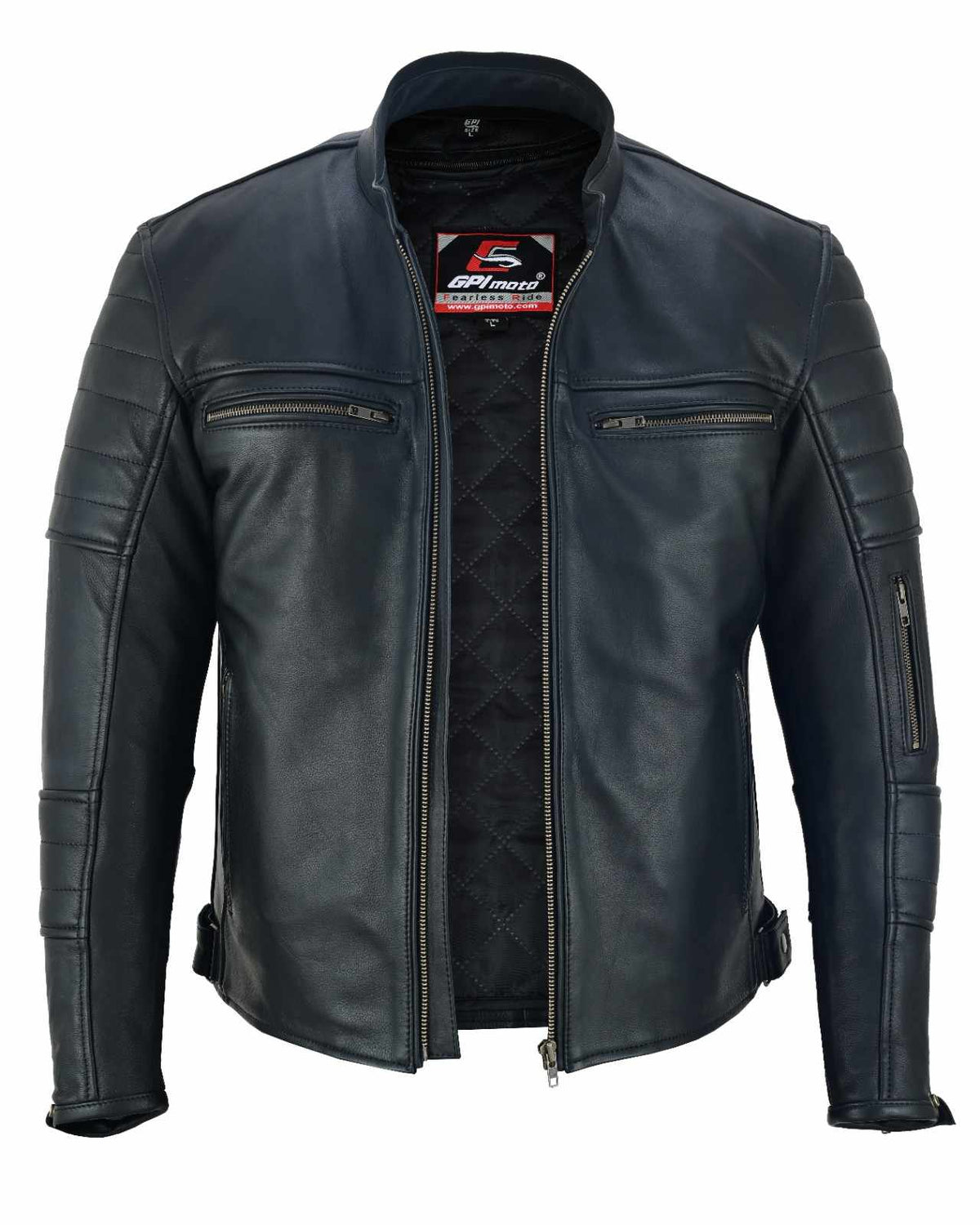 GPI Moto Men's Motorcycle Leather Black Jacket