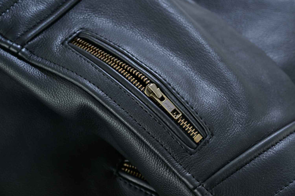 GPI Moto Men's Motorcycle Leather Black Jacket