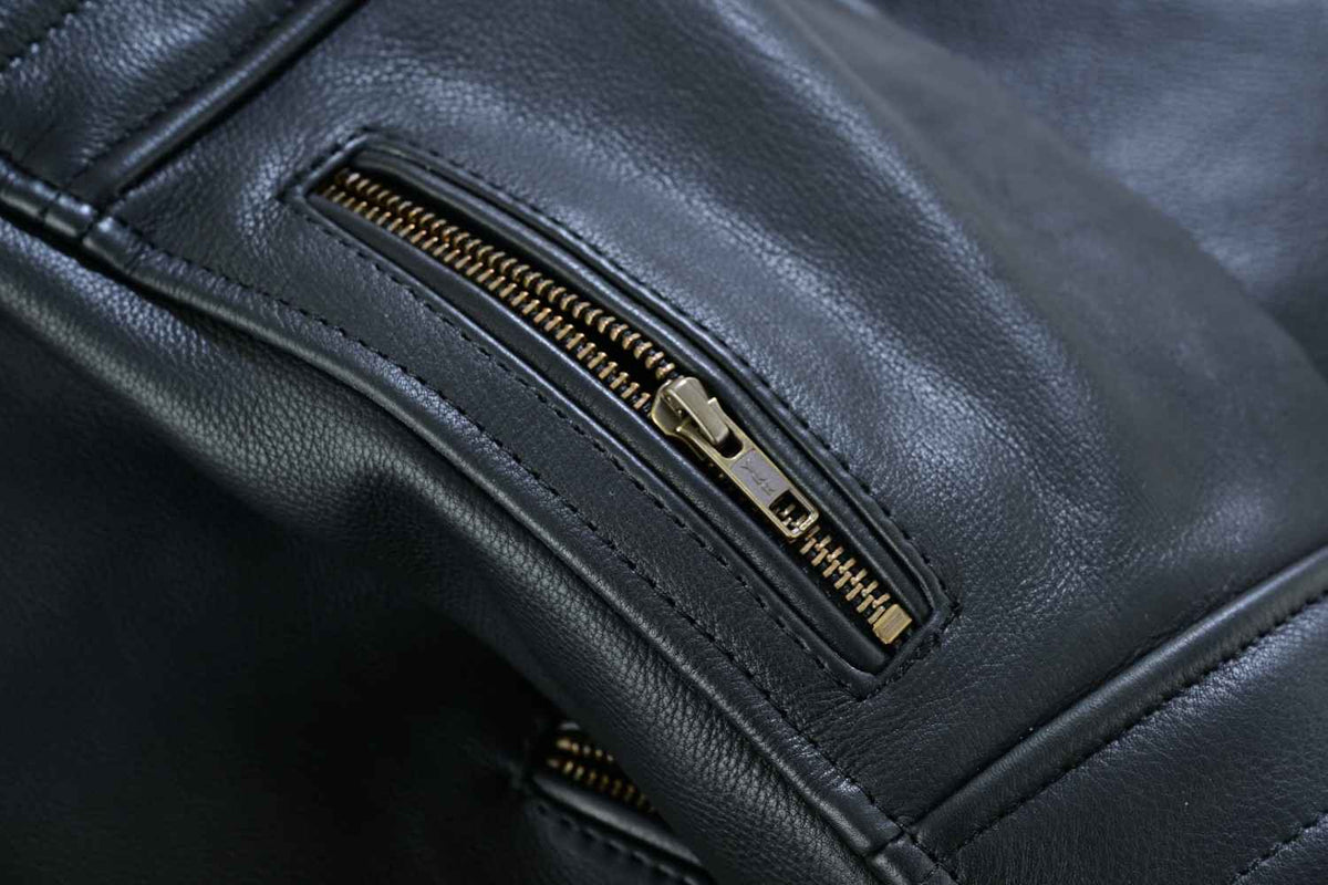 GPI Moto Men's Motorcycle Leather Black Jacket