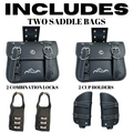 Motorcycle Saddlebags with Cupholders - Black Pair