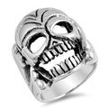 Oxidized Skull Large Biker Heavy Ring – Sterling Silver