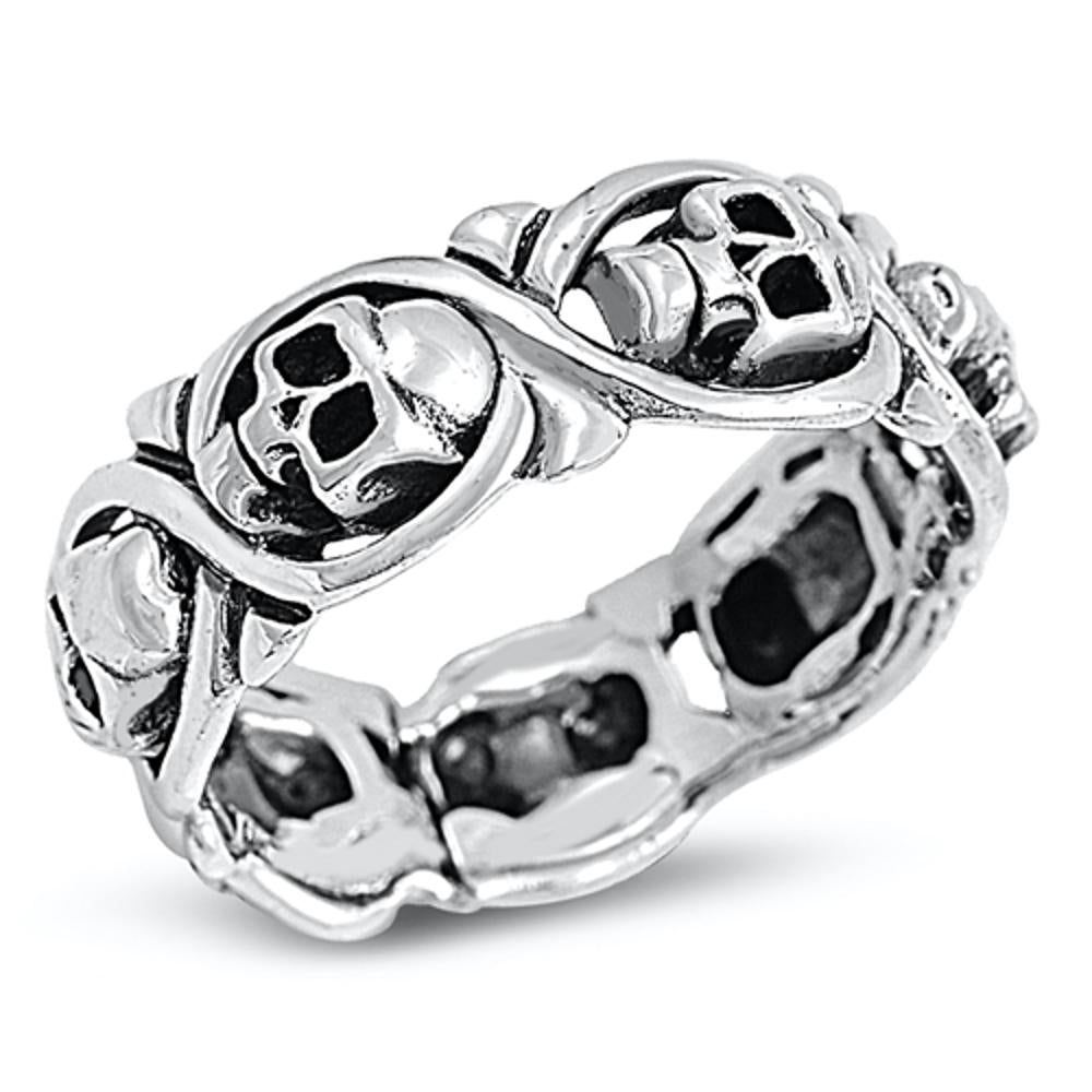 Biker Infinity Skull 8mm Ring – Sterling Silver