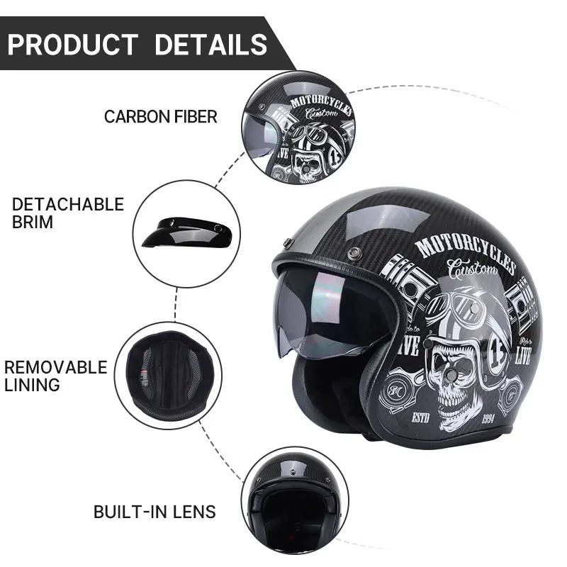 Carbon Fiber Retro Motorcycle Helmets