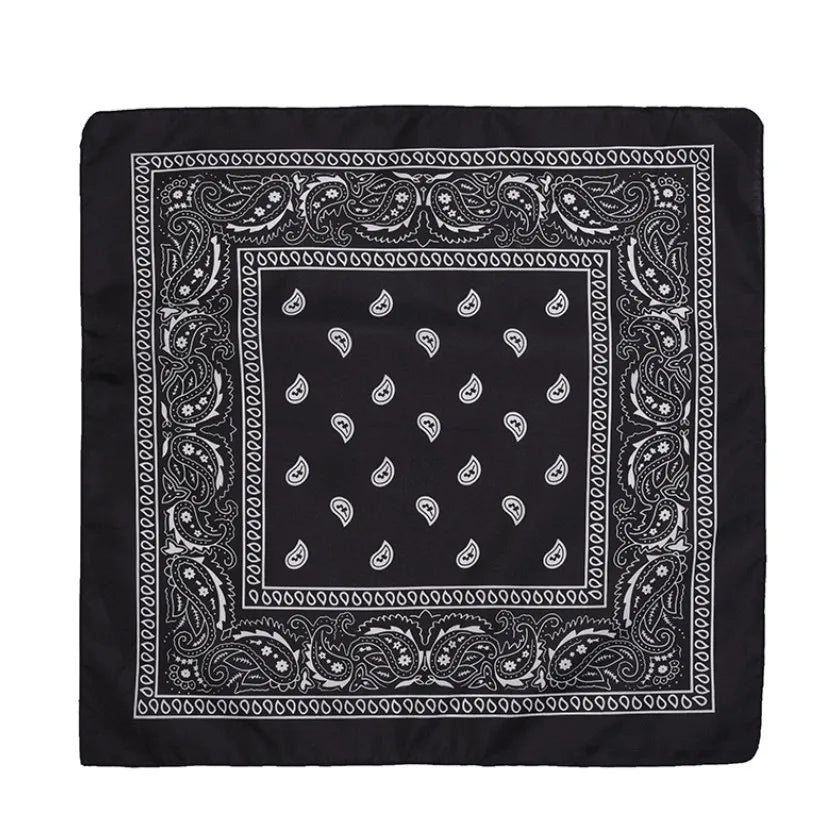 Fashion Hip Hop Bandana Kerchief Unisex Black Hair Band Neck Scarf Headwear Wrist Wraps Head Square Scarves Print Handkerchief