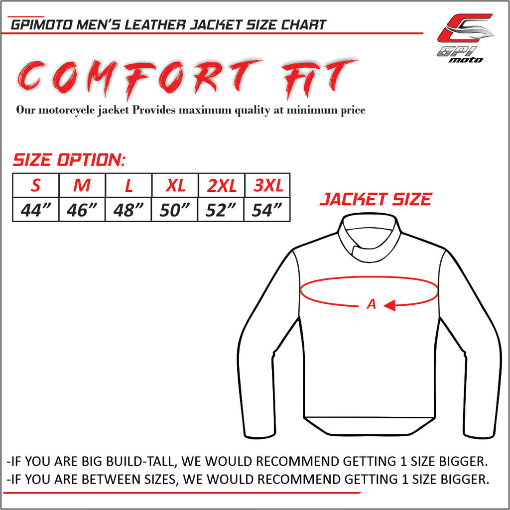 GPI Moto Men's Motorcycle Leather Black Jacket