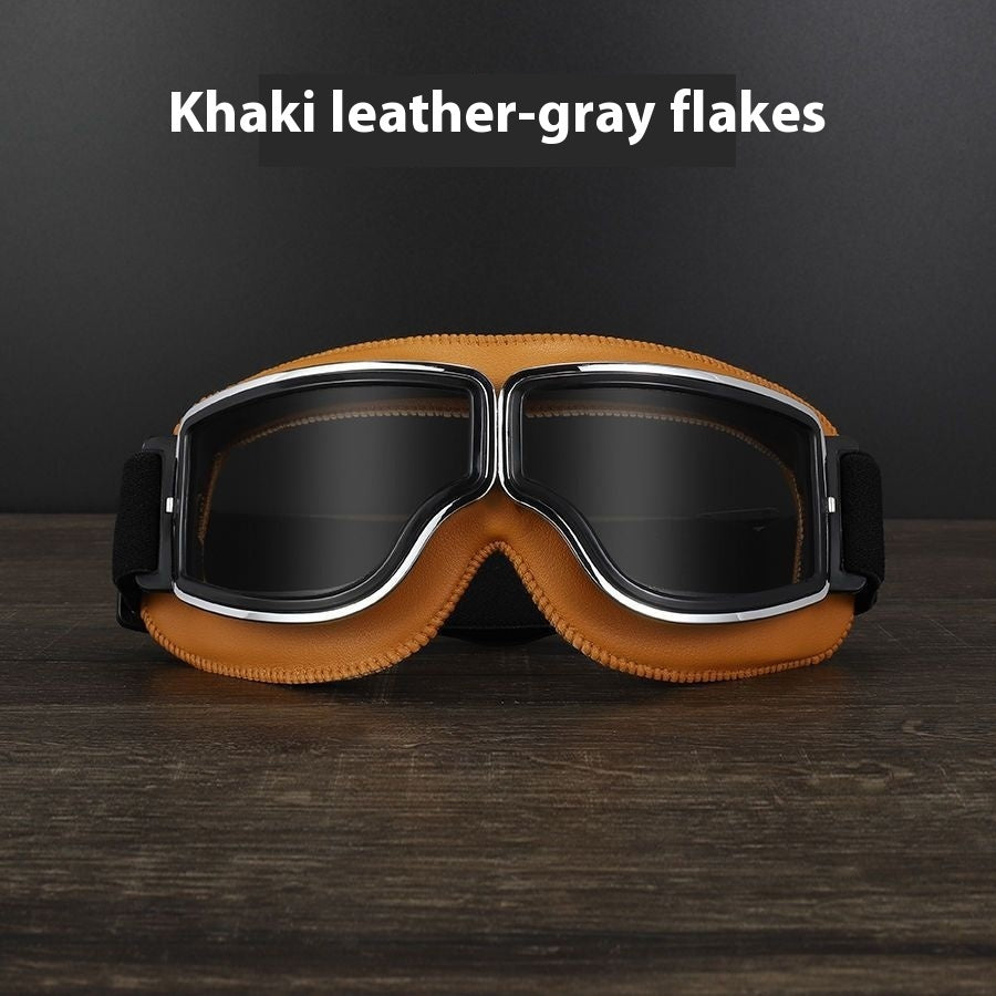 Men’s Retro Motorcycle Goggles with Adjustable Strap for Outdoor Sports
