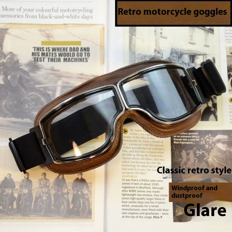 Men’s Retro Motorcycle Goggles with Adjustable Strap for Outdoor Sports