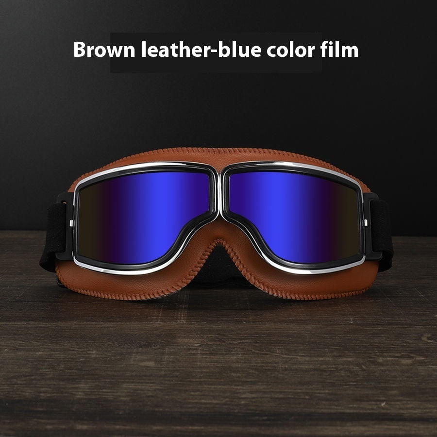 Men’s Retro Motorcycle Goggles with Adjustable Strap for Outdoor Sports