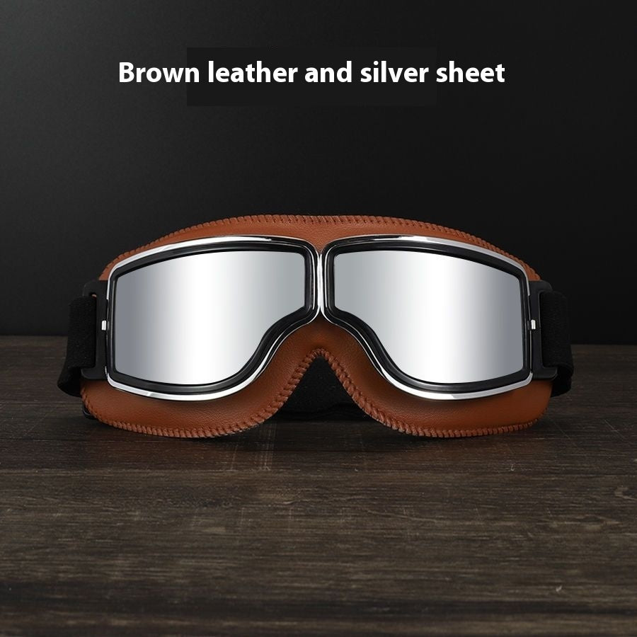 Men’s Retro Motorcycle Goggles with Adjustable Strap for Outdoor Sports