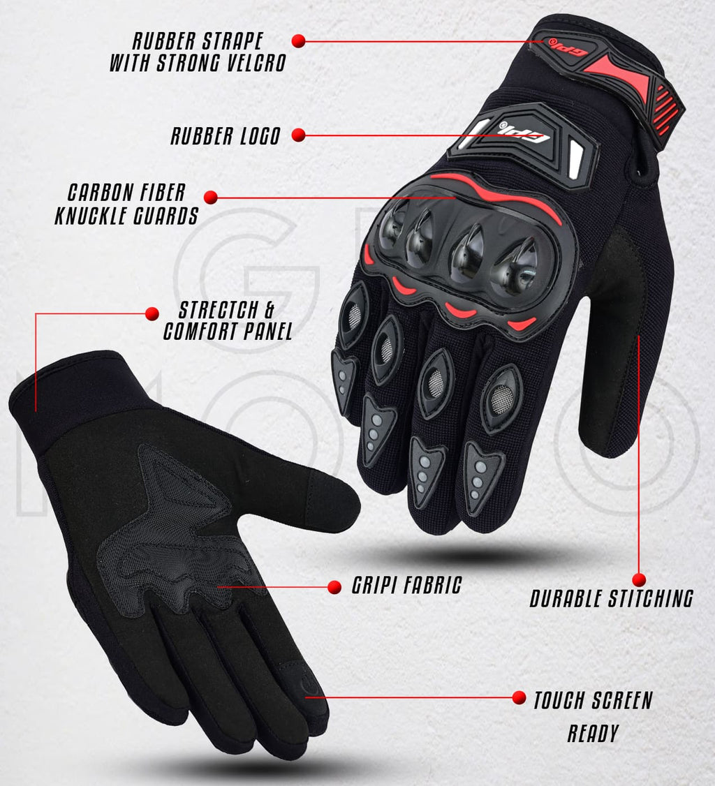 Premium Motorcycle Black White Gloves – Superior Comfort, Grip & Knuckle Protection