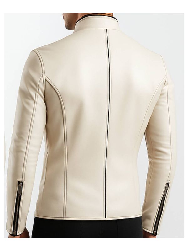 Logan Men's White Leather Biker Jacket