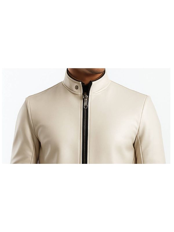Logan Men's White Leather Biker Jacket
