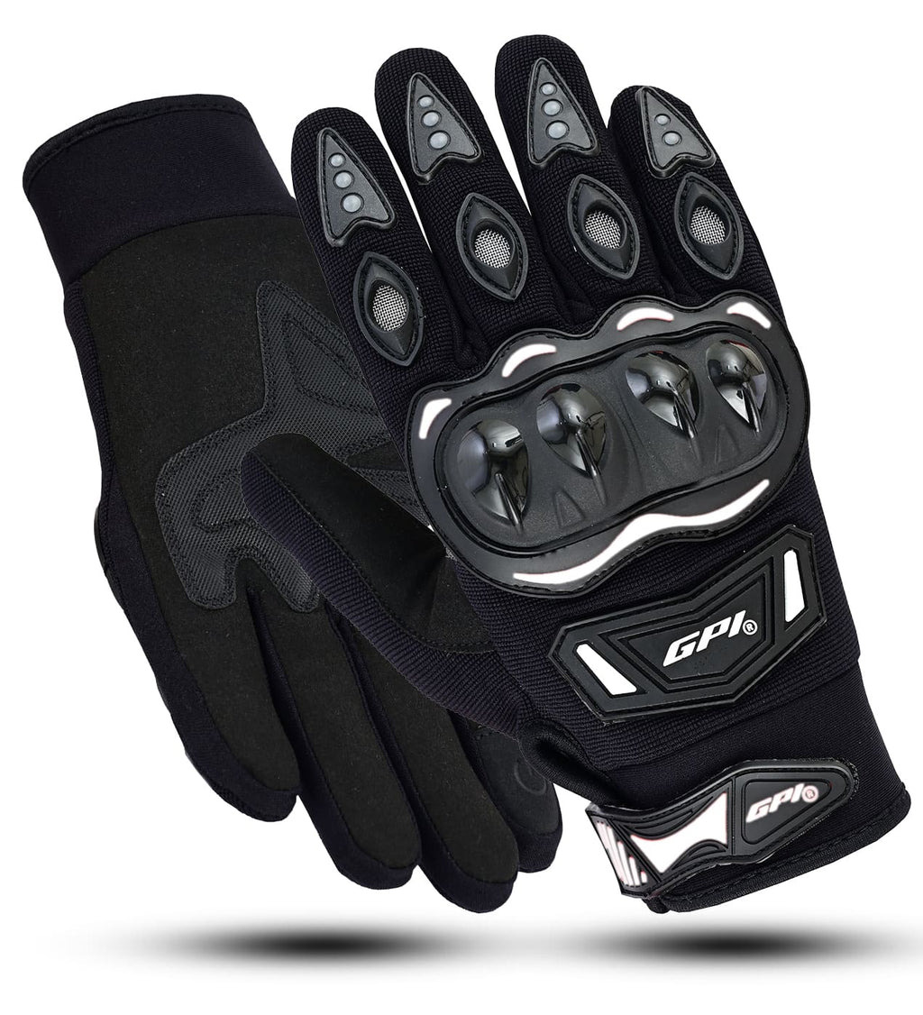 Premium Motorcycle Black White Gloves – Superior Comfort, Grip & Knuckle Protection
